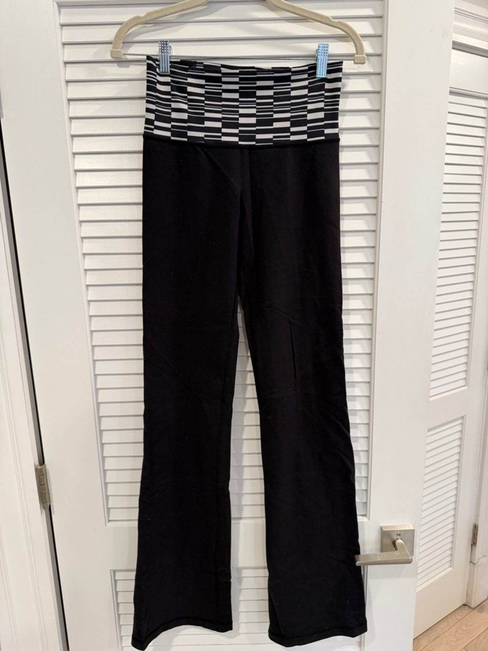 lululemon athletica Black Flare Yoga Pants with Black & White Waistband